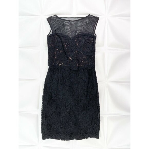 Lauren Ralph Lauren Dresses & Skirts - Lauren Ralph Lauren Sz 4 Black Lace Sheath Dress Scalloped Sweetheart Neckline s